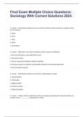 Final Exam Multiple Choice Questions&colon; Sociology With Correct Solutions 2024&period;