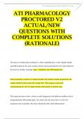 ATI PHARMACOLOGY PROCTORED V2 ACTUAL/NEW QUESTIONS WITH COMPLETE SOLUTIONS (RATIONALE)