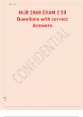 NUR 2868 EXAM 2 50 Questions with correct Answers .