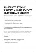 ELABORATED ADVANCE PRACTICE NURSING REVIEWED  QUESTIONS AND ANSWERS