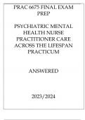 PRAC 6675 FINAL EXAM PREP PSYCHIATRIC MENTAL HEALTH NURSE PRACTITIONER CARE