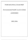 PUBH 6034 FINAL EXAM PREP ENVIRONMENTAL HEALTH LOCAL TO GLOBAL ANSWERED