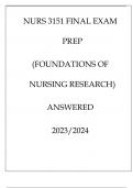 NURS 3151 FINAL EXAM PREP ( FOUNDATIONS OF NURSING RESEARCH ) ANSWERED 20232024.