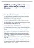 Certified Hemodialysis Technician Exam Questions With Complete Solutions&period;