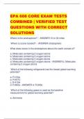 EPA 608 CORE EXAM TESTS COMBINED | VERIFIED TEST  QUESTIONS WITH CORRECT  SOLUTIONS