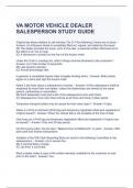 VA MOTOR VEHICLE DEALER SALESPERSON STUDY GUIDE WITH COMPLETE SOLUTIONS