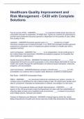 Healthcare Quality Improvement and Risk Management - C430 with Complete Solutions