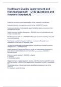 Healthcare Quality Improvement and Risk Management - C430 Questions and Answers &lpar;Graded A&rpar;