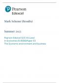 Edexcel A Level Economics (B) Paper 3 Mark Scheme June 2023