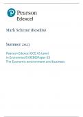 Edexcel A Level Economics &lpar;B&rpar; Paper 3 Mark Scheme June 2023