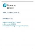 Edexcel A Level Economics (B) Paper 2 Mark Scheme June 2023