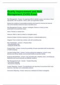 Quality Improvement and Risk Management &lpar;C430&rpar; Exam Questions and Answers Graded A