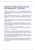 Healthcare Quality Improvement and Risk Management - C430 Exam with Verified Answers