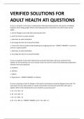 VERIFIED SOLUTIONS FOR  ADULT HEALTH ATI QUESTIONS