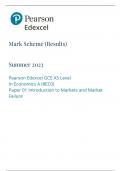 Edexcel AS Level Economics (A) Paper 1 Mark Scheme June 2023