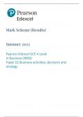 Edexcel A Level Business Paper 2 Mark Scheme June 2023