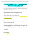 ATI Pharmacology 2019 B Questions and  Answers Already Passed