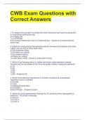 CWB Exam Questions with Correct Answers