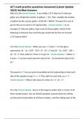 ACT math practice questions Answered &lpar;Latest Update 2023&rpar; Verified Answers 