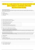 CRITICAL CARE HESI EXIT EXAM QUESTIONS AND 100&percnt; CORRECT ANSWERS UPDATED 2022&sol;2023&lpar;TEST BANK&rpar;