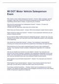 WI DOT Motor Vehicle Salesperson Exam with correct Answers