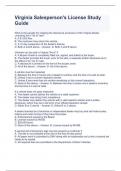 Virginia Salesperson's License Study Guide Questions and Answers