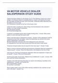 VA MOTOR VEHICLE DEALER SALESPERSON STUDY GUIDE WITH CORRECT ANSWERS