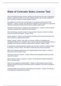 State of Colorado Sales License Test with correct Answers