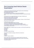 Pre-Licensing Used Vehicle Dealer Examination Questions and Answers