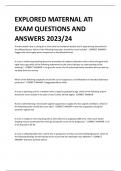 EXPLORED MATERNAL ATI  EXAM QUESTIONS AND  ANSWERS 2023/24