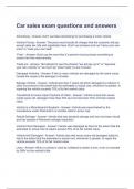 Car sales exam questions and answers