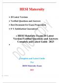 HESI Maternity Exam(20 Latest Version)Verified Questions and Answers Complete and Latest Guide