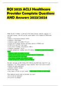 RQI 2025 ACLS Healthcare Provider Complete Questions  AND Answers 2023&sol;2024
