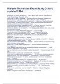 Dialysis Technician Exam Study Guide &vert; updated 2024