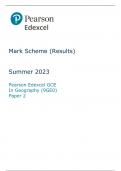 Edexcel a level geography paper 2 mark scheme june 2023