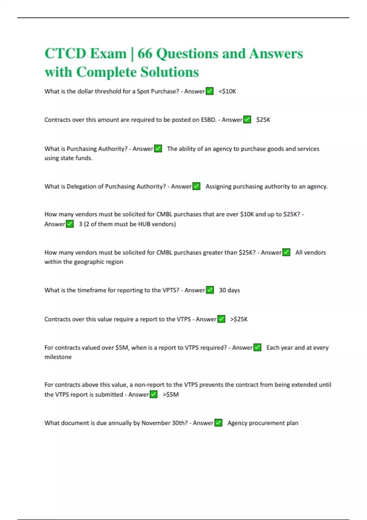 CTCD EXAM Questions and Answers 100% verified - CTCD - Stuvia US