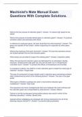 Machinist's Mate Manual Exam Questions With Complete Solutions&period;