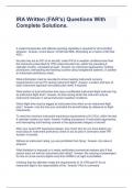 IRA Written &lpar;FAR's&rpar; Questions With Complete Solutions&period;