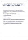 CDL AIR BRAKE STUDY QUESTIONS WITH COMPLETE SOLUTIONS&period;