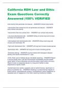 California RDH Law and Ethic  Exam Questions Correctly  Answered |100% VERIFIED