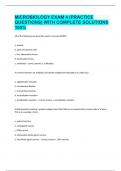 MICROBIOLOGY EXAM 4 (PRACTICE QUESTIONS) WITH COMPLETE SOLUTIONS 100%