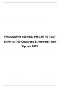 PHILOSOPHY 600 HESI PN EXIT V3 TEST BANK All 160 Questions & Answers!! New Update 2023 A+