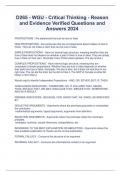 D265 - WGU - Critical Thinking - Reason and Evidence Verified Questions and Answers 2024