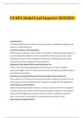 US EPA Model Lead Inspector 2023&sol;2024 