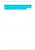 Edexcel a level history question paper optio n 1b england 1509 1603 authority nation an d religion june 2023 &plus; mark scheme