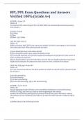RPL&sol;PPL Exam Questions and Answers Verified 100&percnt; &lpar;Grade A&plus;&rpar;