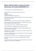 Motor Vehicle Sales License Correct Questions & Answers&lpar;GRADED A&plus;&rpar;