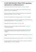 CLEP SOCIOLOGY PRACTICE questions and answers &lpar;verified answers &rpar;