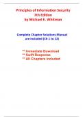 Solutions for Principles of Information Security, 7th Edition Whitman (All Chapters included)