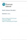 Edexcel as level business paper 1 mark scheme june 2023